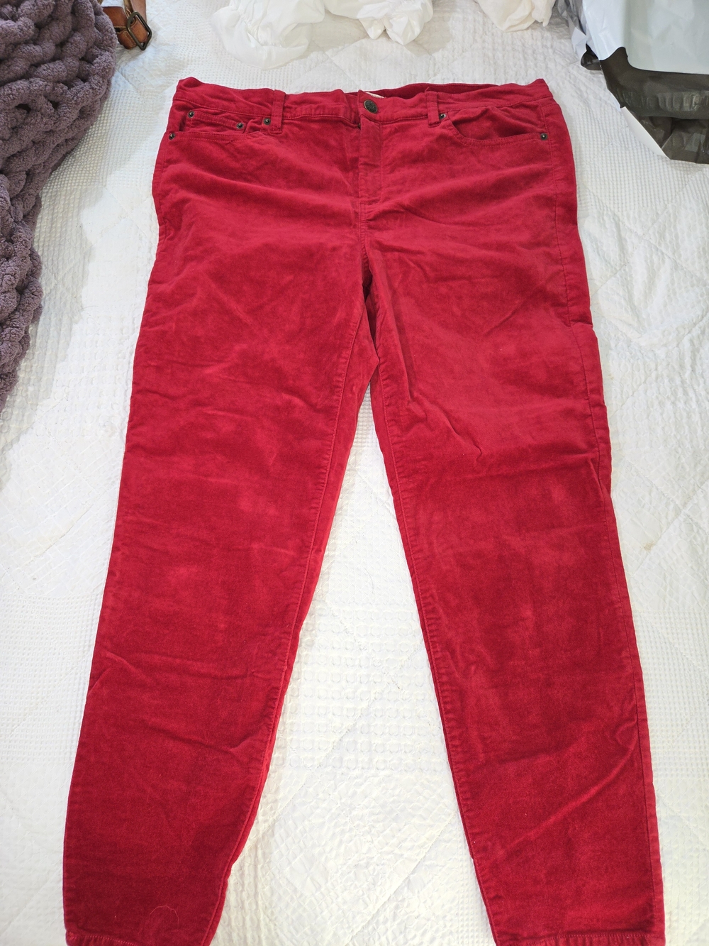 J. Crew Red Velvet Pants